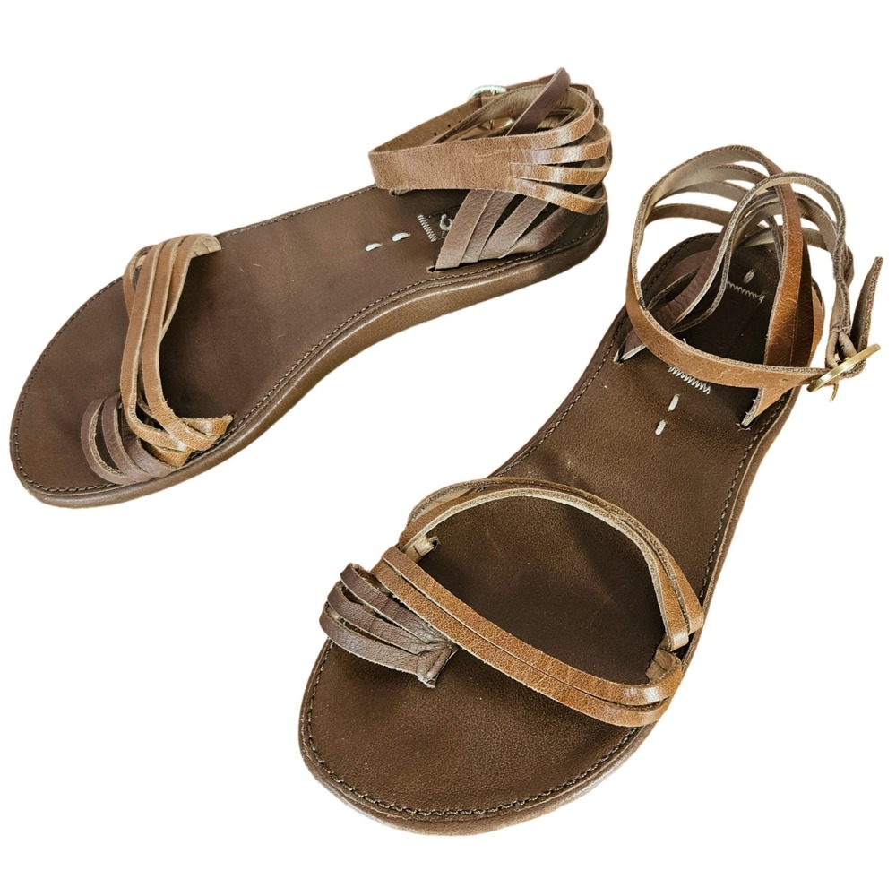 OluKai Hili Strappy Leather Sandals Womens 7 Brown Boho Coastal Earthy Gladiator